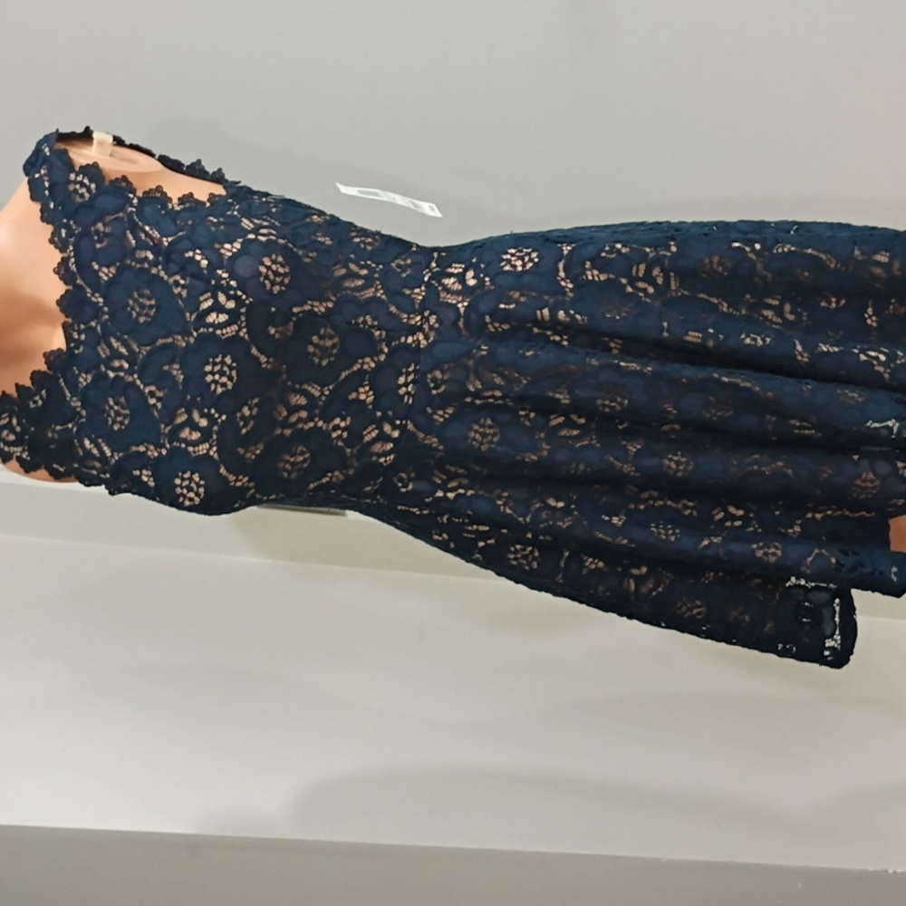 City Studio Navy Lace Midi Dress